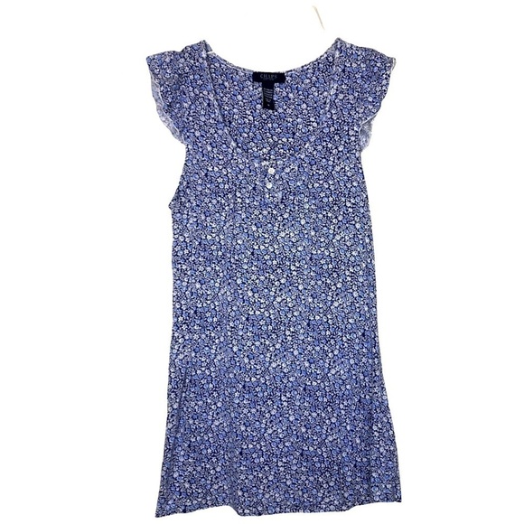 CHAPS Blue & White Calico Floral Print Short Sleeve Pajama PJ Set - Size Small - Picture 3 of 8